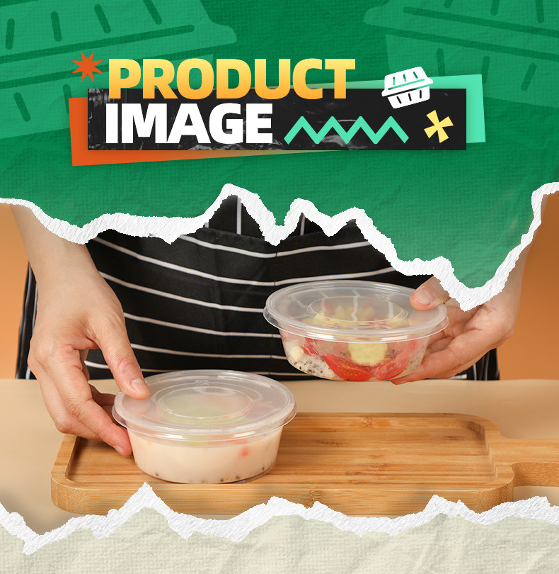 Microwave Safe 24oz Custom Logo Clear PLA Salad Bowl With Lids