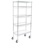 5 Tier Baskets Shelving Units Mobile Metal Wire Rack Grocery Display
