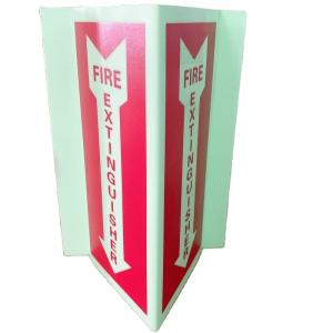 China Aluminum Folded Photoluminescent Fire Signs Extinguisher Down Arrow Glow In The Dark on sale