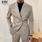 Men's Italian Double-Breasted Single Suit 500g Heavyweight for Casual Business