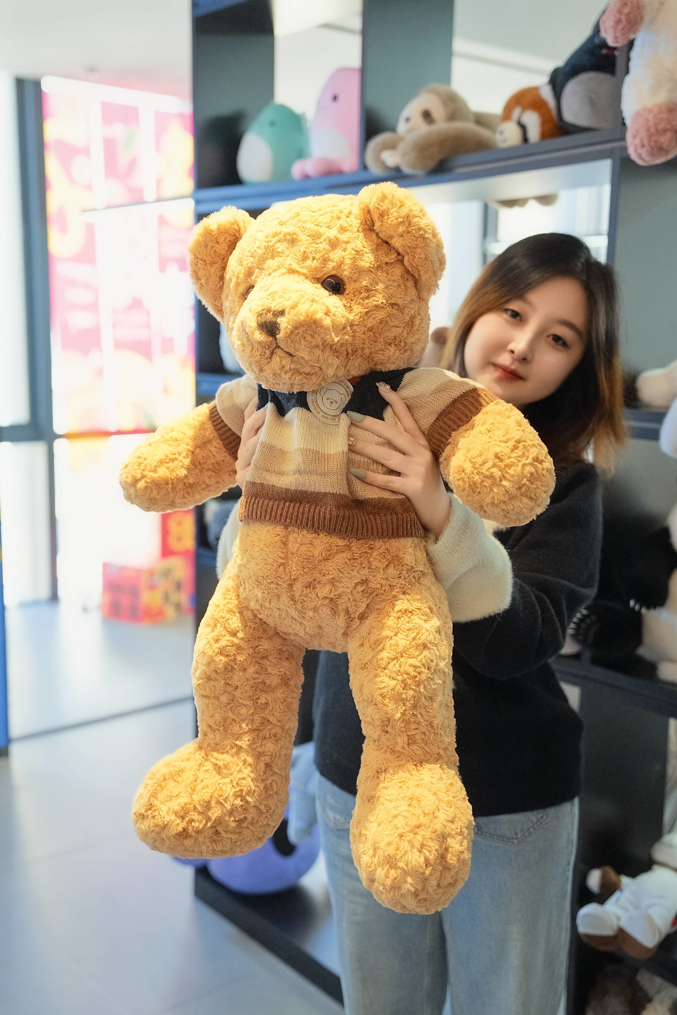 Different Colors Teddy Bear Long Plush Toy With Knit T Shirt Small Bear Stuffed Animal
