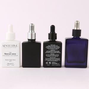 Wholesale 10ml 15ml 30ml 50ml Square shape Black White Color Perfume glass bottles with Metal Silver Dropper and logo label print from china suppliers