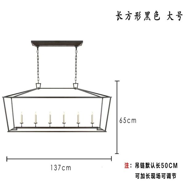 Loft Vintage Iron Birdcage Pendant Light Modern Darlana Linear Lantern Chandelier（WH-AP-640）