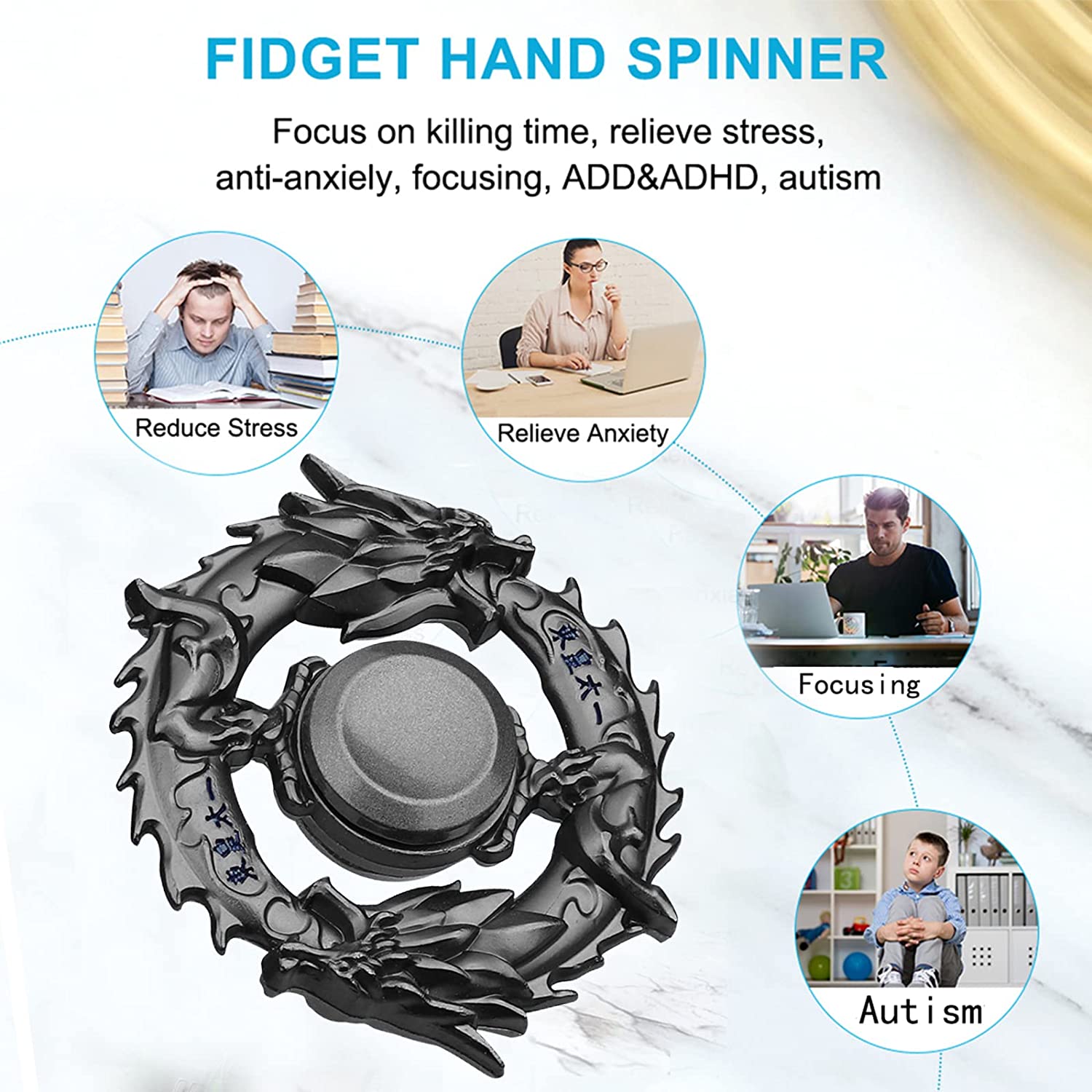 Glory Dynamism Metal Fidget Spinner Toy Perfect for Kids' Anxiety and Stress Relief