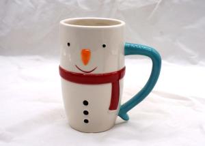Wholesale Eco Friendly 3D Ceramic Mug Hand Painted Christmas Snowman Mug With Red Scarf from china suppliers