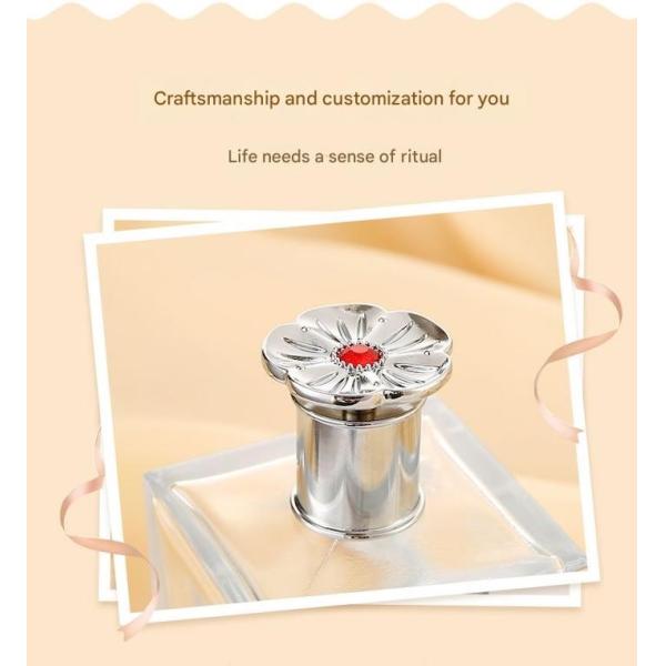 Luxury Unique Design Silver Plating Die Casting Zinc Alloy Perfume Bottle Cap Scent Bottle Toppers For Perfume Packaging