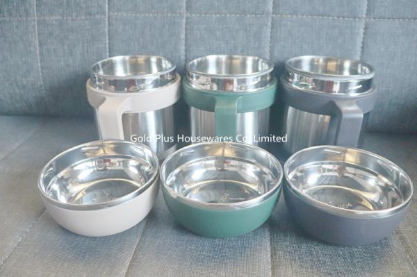 Sustainable Double Walled 1.5L Stainless Steel Lunch Box Green Black Khaki