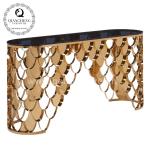 Qiancheng Glass Top SS Console Table gold stainless steel legs