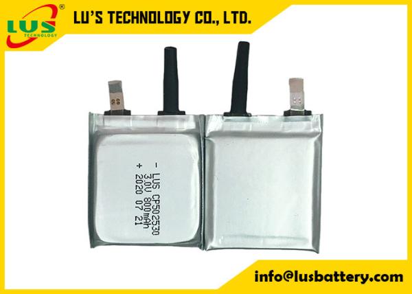 Ultra Thin Limno2 Battery CP502530 3V 800mAh Flat Lithium Ion Battery Non