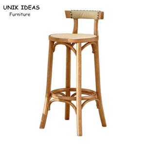 Wholesale Kitchen Oak Cafe Bar Stools Ash Wood Stool Rattan With Back Support from china suppliers