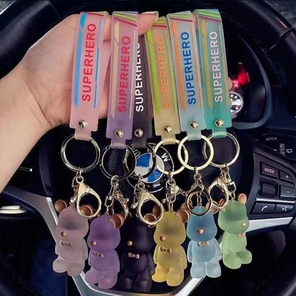 OEM Welcome Cute Diamond Bear Keychain Kawaii Keychains Wristlet Strap Wrist Lanyard
