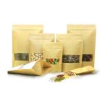 New product custom printing kraft brown paper food zipper bags with hang hole