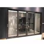 Customized Modern Multi Panel Sliding Doors , Temper Glass Aluminum Frame Doors