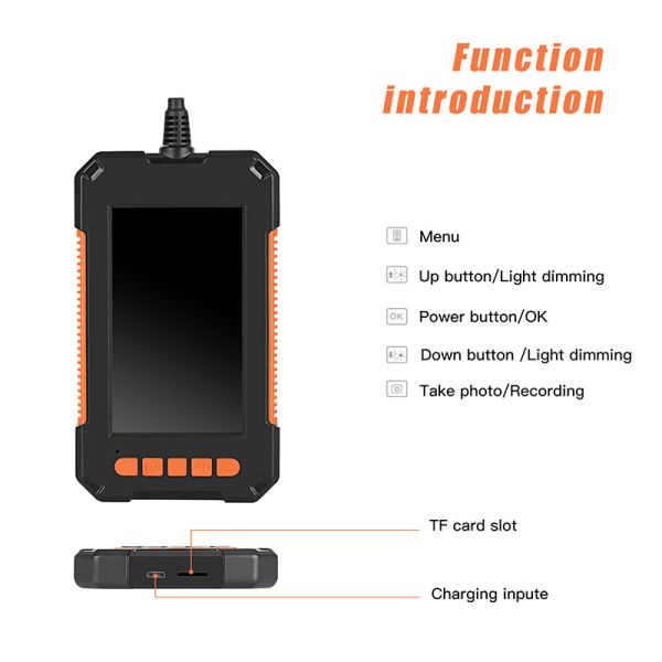 1080P Wide Angle Industrial Endoscope Camera IP67 With LCD Display