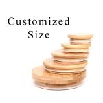 70mm Canning Mason Jar Cup Lids Natural Bamboo Wooden With Straw Hole