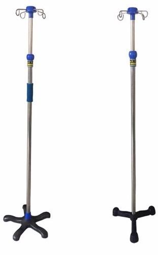 Hospital furniture 4 hooks stainless steel infushion iv pole stand with five