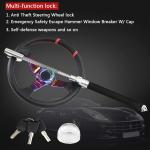 17.7"-28.7" Steering Wheel Security Lock Clamp Rotary Self Defense Locking