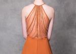 Orange A Line Ball Gown Colorful Heavy Beading Floor Length See Through Style