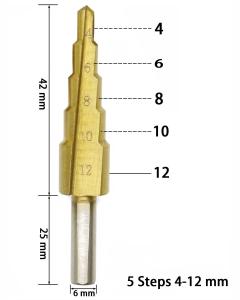 Wholesale Industrial quality triangle 6mm shank straight flute hss step drill bit 4mm-12mm from china suppliers
