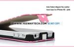 Dots Pattern Magnet Flip Leather Hard Case For iPhone 4S - Pink