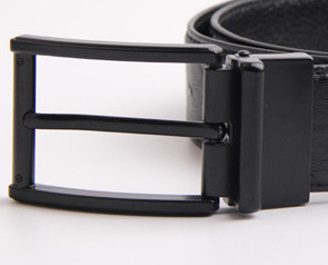 Ostrich Grain Genuine Mens Leather Dress Belt With Black Zinc Alloy Buckle