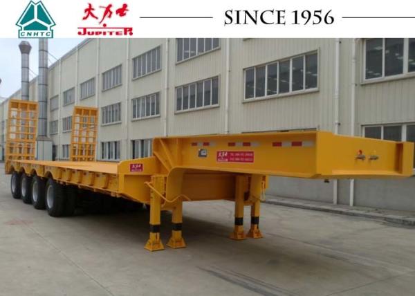 4 Axles Low Base Trailer , 120 Ton Heavy Duty Lowboy Trailer With Rigid