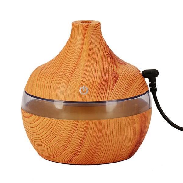 Small Size 300ml Wood Grain Cool Mist Room Humidifier with Color Change LED