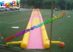 50M Single Lane Pink Inflatable Water Splash Slip Slide With Pool