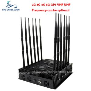 Wholesale Indoor 2.4G 5.8G Bluetooth WiFi Signal Jammer 12 Antennas 80w DCS PCS from china suppliers