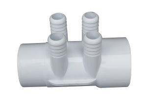 2 Street x 2 Slip x (4) 3/4  Barb Style Plastic  Water Manifold For Home Spas