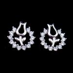 Red Color Children Silver Jewellery / Cherry Shape Enamel Silver Earrings For