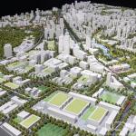 White Architectural Maquette Pingshan Urban Planning Model GZPI 1/3000