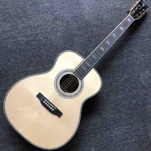 Wholesale Custom OM Body Solid Europe Spruce Top Ebony Fingerboard Rosewood Back Side Abalone Binding Classic Acoustic Guitar from china suppliers