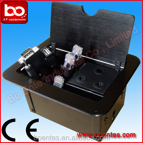 Asia Popular Worktop Flip Up Hidden Box/ Floor Cable Cubby/Tabletop Power Outlet Socket with Cables