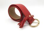 Red Color Women's Genuine Leather High Waist Fashion Belts With Oval Metal