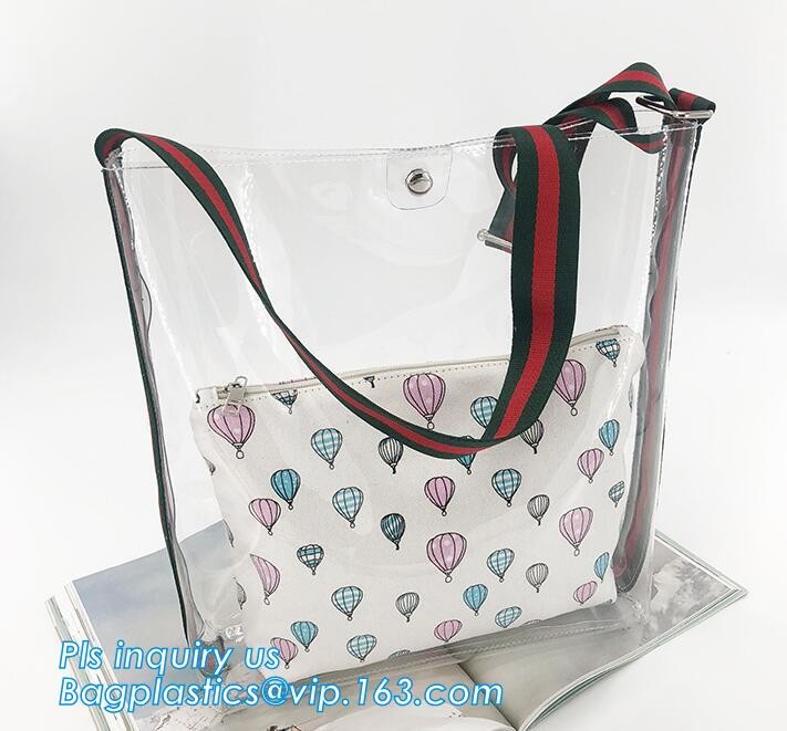 PVC summer waterproof transparent jelly beach shopping shoulder bag for women, Women Colorful Soft Candy Color PVC Handb