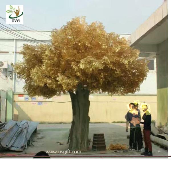 UVG 18ft tall golden color silk leaves artificial big banyan tree for indoor