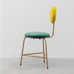 Velvet Multi Colored Upholstered Dining Chairs Metal Frame With Triangle Legs