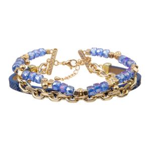 Wholesale Shiny Blue Crystal Handmade Beads Bracelets Set Adjustable 6.5in from china suppliers