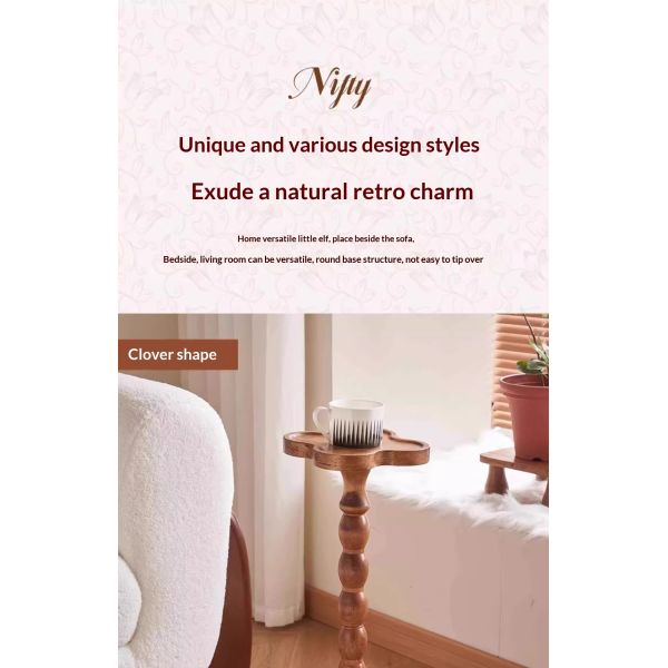 Solid Wood Living Room Table Coffee Table Small Space Mobile Creative Stand Flower Rack Sofa Side Table for Home Coffee Shop