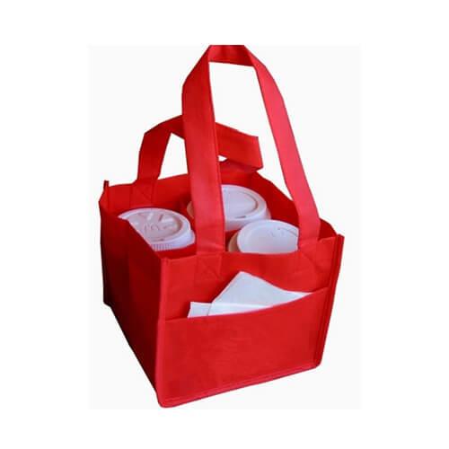 Printed Custom Promotional Bags , Recycle Non - Woven Coffee Cup Bags Separate