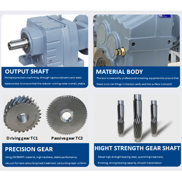 Robust R Series Three Stage Reduction Helical Gear Reducer with High Transmission Efficiency and Hardened Gear for Engineering Machinery