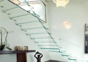 Wholesale Prima Building Floating Stairs , Modern Glass Staircase Achieve An Open Feel from china suppliers