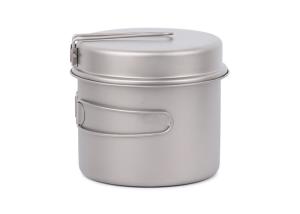 Wholesale 1600ml 500ml Titanium Camping Cookware Picnic Cooking Pot With Folded Long Handle from china suppliers