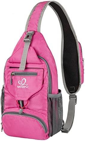 WATERFLY PACKABLE SMALL CROSSBODY SLING BACKPACK SHOULDER CHEST BAG DAYPACK FOR