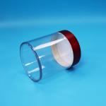 Food Grade Candy Cookie Diced Figs Transparent PET Plastic round Jar Screw Red