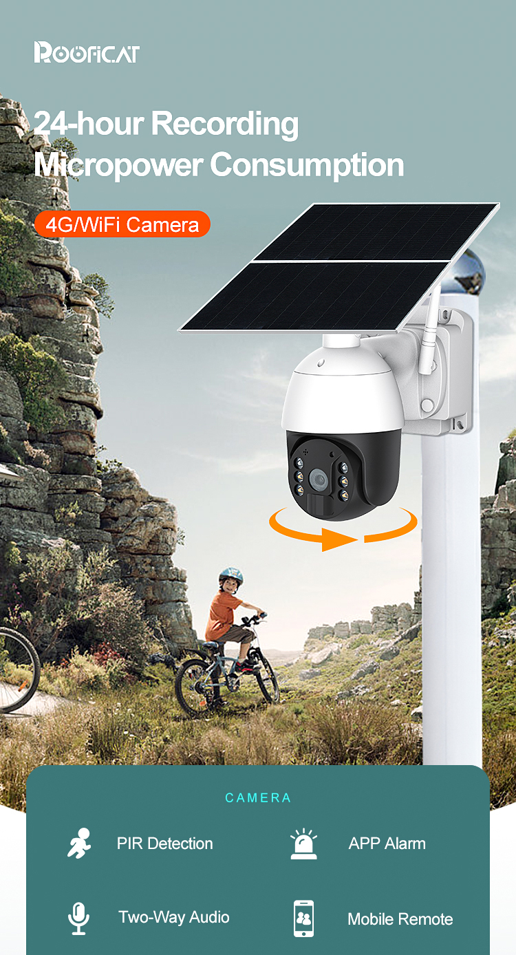 SL100 Solar Powered Cctv Camera Hd 2mp Wifi PIR Outdoor 24 Hours Surveillance Night Vision Ip Security Camera
