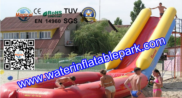 Summer Pool Inflatable Water Games With Slide , Adventure Inflatable Water Sports