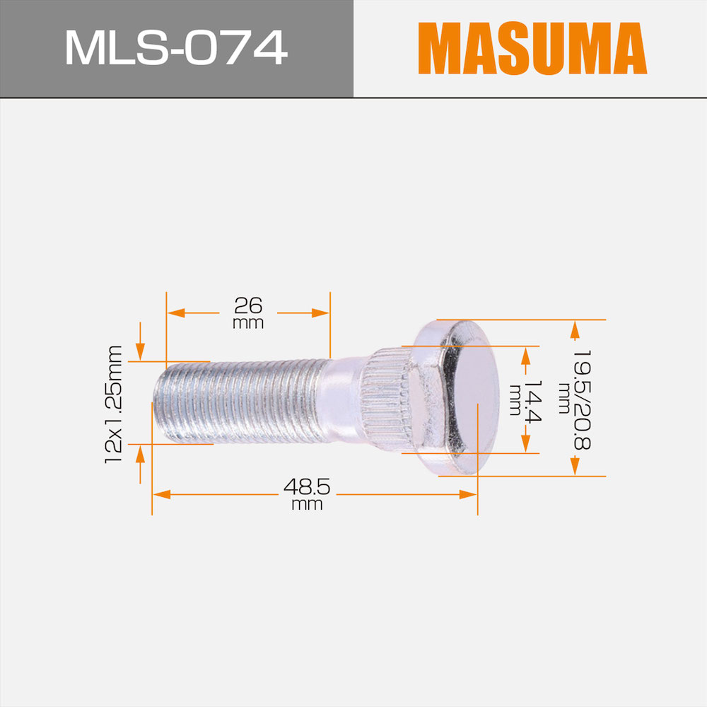 MLS-074 Car Parts 40222-B6000 Steel Wheel Nut 12x1.25 ACV40N by MASUMA with ZINC Finish