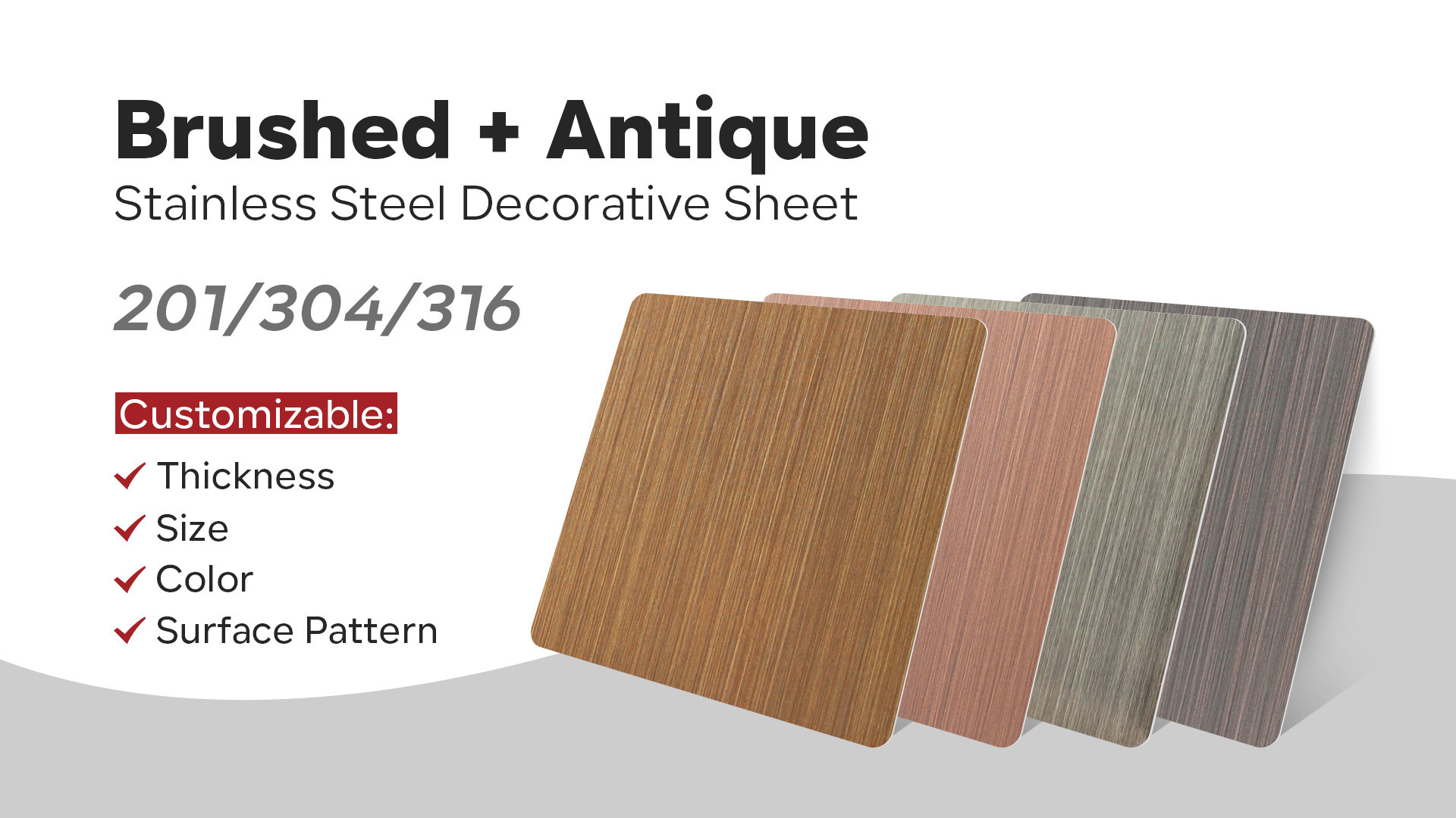 Antique Bronze Surface Brushed Stainless Steel Sheet 304 Pvd Copper Color Stainless Steel Wire Brush